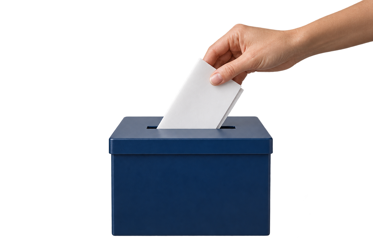 Illustration of a hand casting a ballot