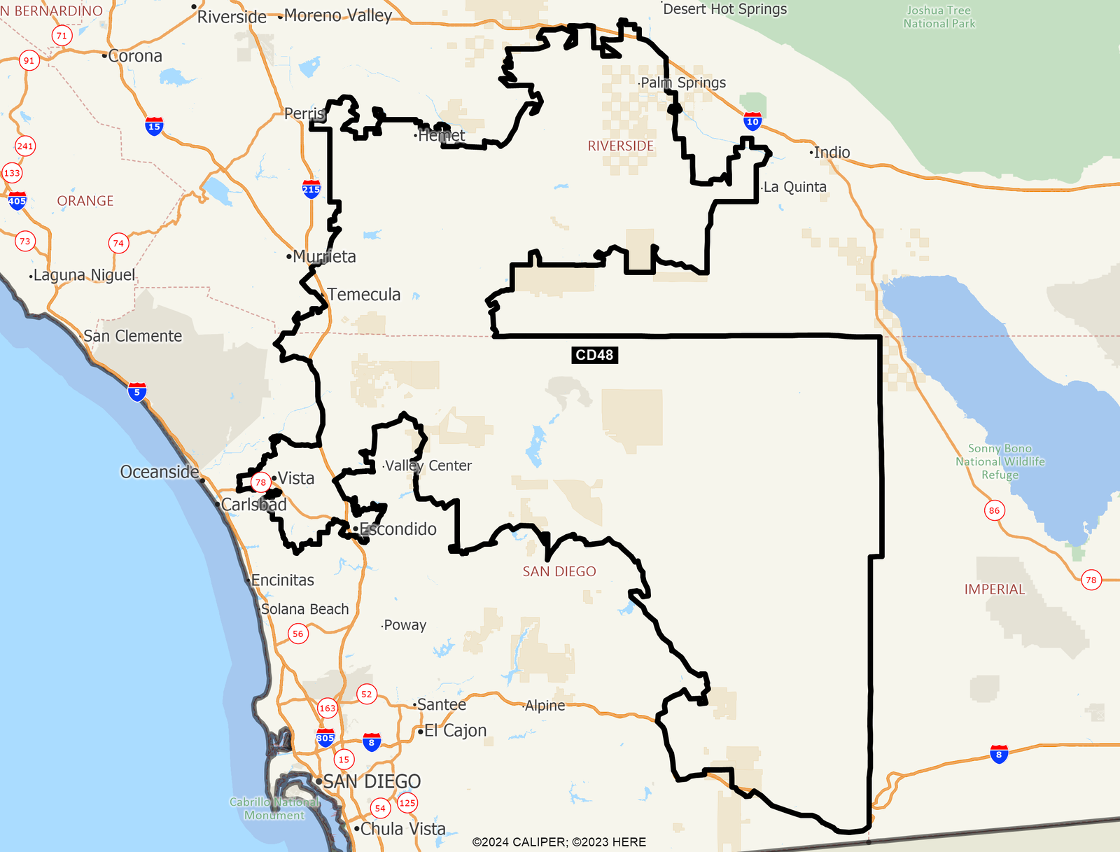 Official map of California Congressional District 48 for the 2026 election