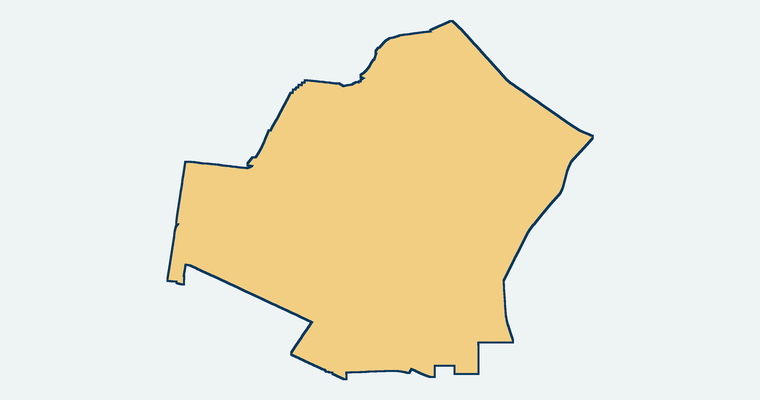 Map showing the Downey Unified School District boundary