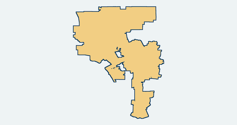 Map showing the Los Angeles Unified School District boundary