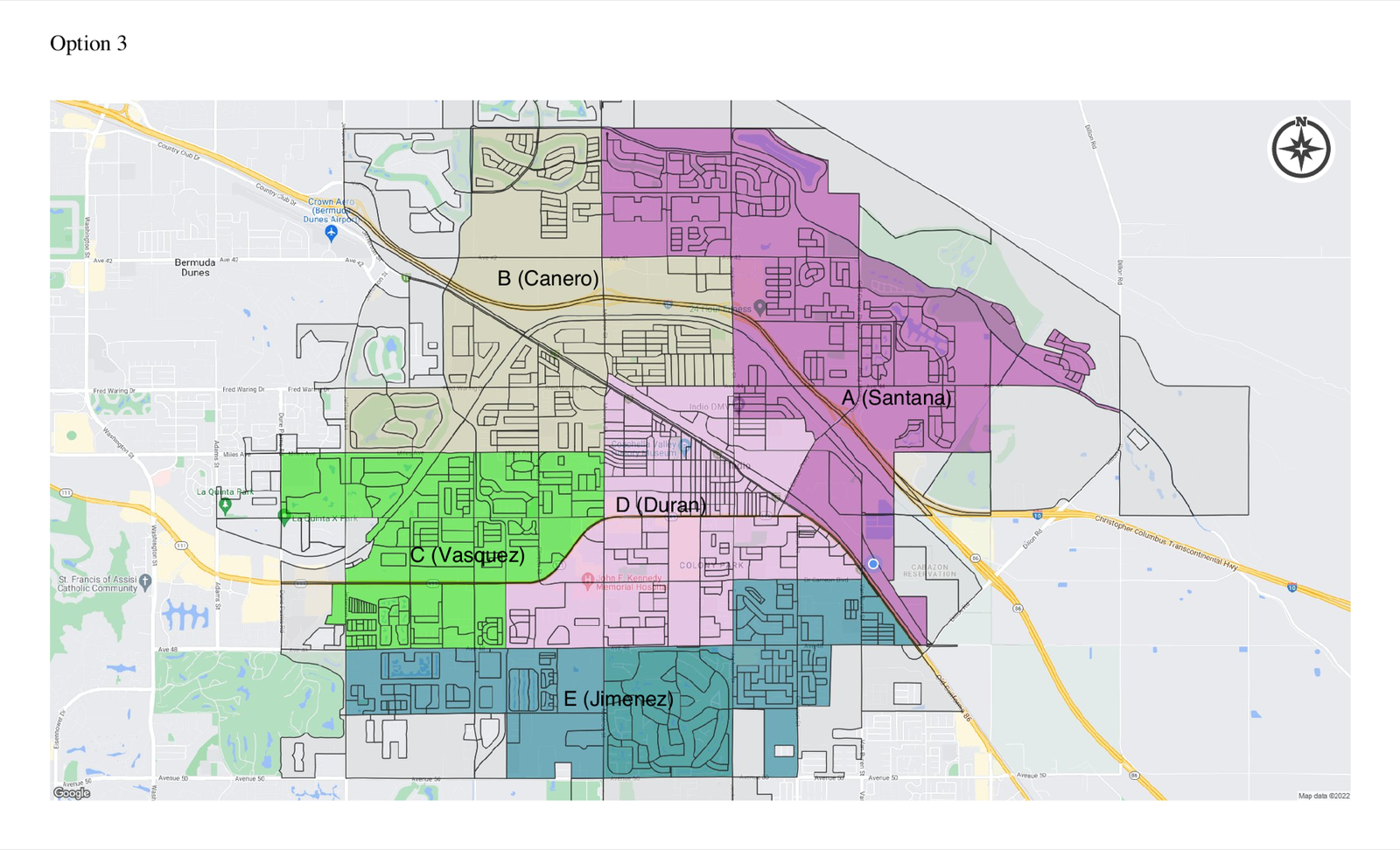 Official Valley Sanitary District map showing Division A and all five electoral divisions