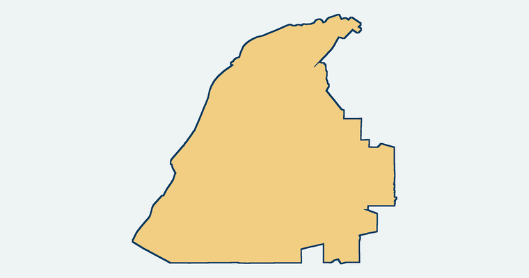 Map showing the Whittier Union High School District boundary