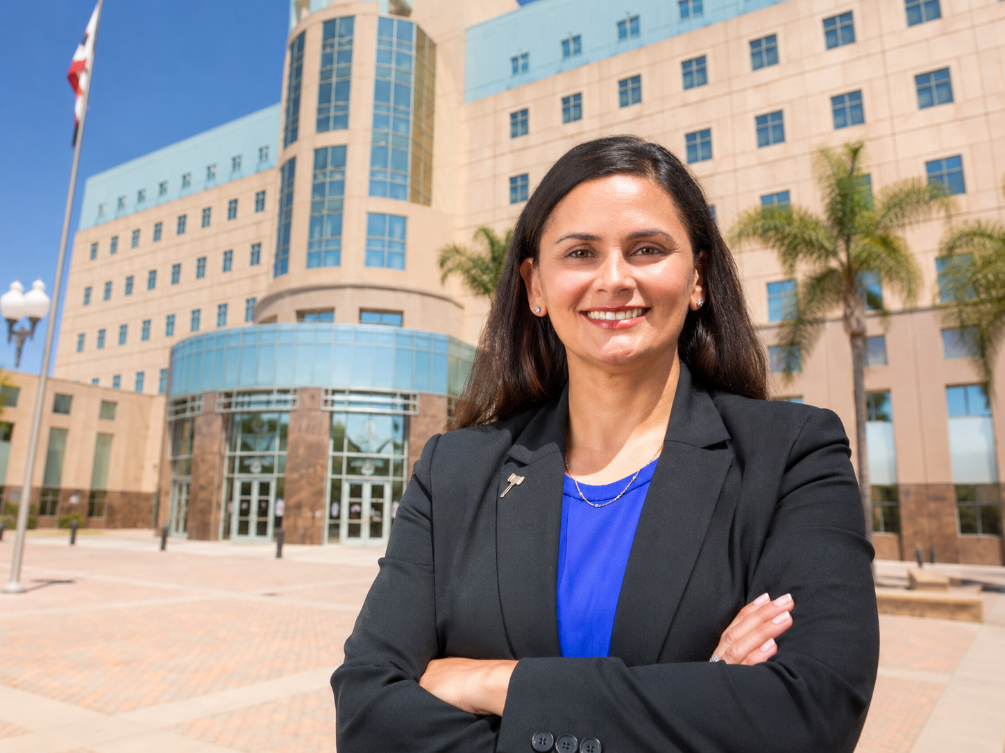 Judge Ami S. Sagel outside an Orange County courthouse