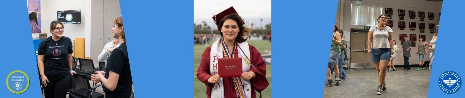 Jurupa Unified School District banner for its One Student, One Story profile of Samantha Banuelos.